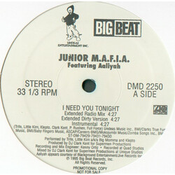 Junior M.A.F.I.A. / Aaliyah I Need You Tonight USED VINYL 12INCH 33 S RPM PROMO