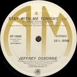 Jeffrey Osborne Stay With Me Tonight USED VINYL 12INCH 33 S RPM