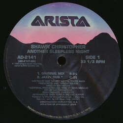 Shawn Christopher Another Sleepless Night USED VINYL 12INCH 33 S RPM