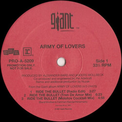 Army Of Lovers Ride The Bullet / Love Me Like A Loaded Gun USED VINYL 12INCH 33 S RPM MAXI-SINGLE PROMO