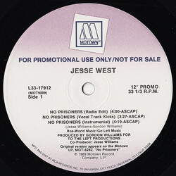 Jesse West No Prisoners USED VINYL 12INCH 33 S RPM PROMO