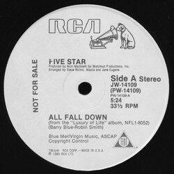 Five Star / Five Star Orchestra All Fall Down / First Avenue USED VINYL 12INCH 33 S RPM PROMO