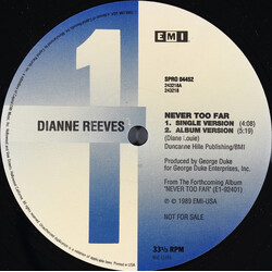 Dianne Reeves Never Too Far USED VINYL 12INCH 33 S RPM PROMO