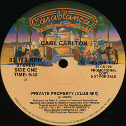 Carl Carlton Private Property USED VINYL 12INCH 33 S RPM PROMO