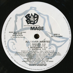 Mase All I Ever Wanted / From Scratch USED VINYL 12INCH 33 S RPM PROMO