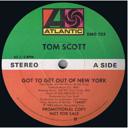 Tom Scott Got To Get Out Of New York / Aerobia USED VINYL 12INCH PROMO 33 S RPM