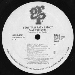 Dave Valentin / Bruni Pagan Loquita (Crazy Lady) USED VINYL 12INCH 33 S RPM PROMO