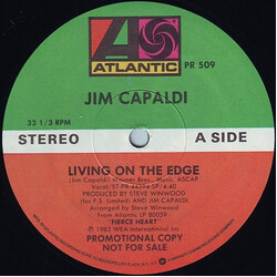 Jim Capaldi Living On The Edge USED VINYL 12INCH 33 S RPM SINGLE PROMO STEREO