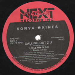 Sonya Baines Calling Out 2 U USED VINYL 12INCH 33 S RPM