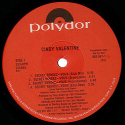 Cindy Valentine Secret Rendez-vous VINYL 12" USED