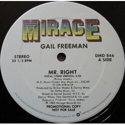 Gail Freeman Mr. Right USED VINYL 12INCH 33 S RPM PROMO