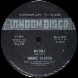André Gagnon Donna / Holiday Feeling VINYL 12" USED