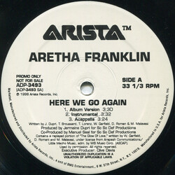Aretha Franklin Here We Go Again USED VINYL 12INCH PROMO 33 S RPM