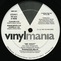 Eleanore Mills Mr. Right USED VINYL 12INCH 33 S RPM PROMO