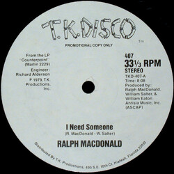 Ralph MacDonald I Need Someone / Discolypso VINYL 12" USED
