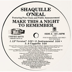 Shaquille O'Neal / Peter Gunz / Public Announcement Make This A Night To Remember USED VINYL 12INCH SINGLE PROMO