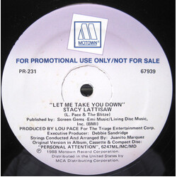 Stacy Lattisaw Let Me Take You Down USED VINYL 12INCH 33 S RPM SINGLE PROMO