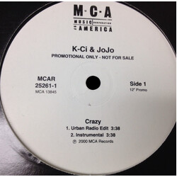 K-Ci & JoJo Crazy USED VINYL 12INCH 33 S RPM SINGLE PROMO