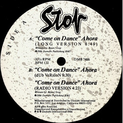 Stop Come On Dance (Ahora) USED VINYL 12INCH 33 S RPM