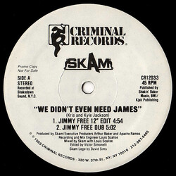 Skam We Didn't Even Need James USED VINYL 12INCH 45 RPM PROMO
