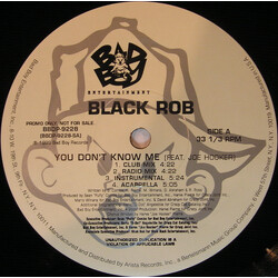 Black Rob You Don't Know Me USED VINYL 12INCH 33 S RPM PROMO