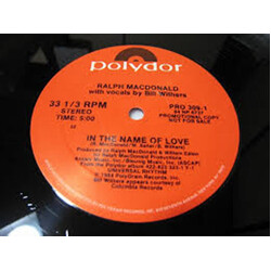 Ralph MacDonald In The Name Of Love USED VINYL 12INCH 33 S RPM PROMO