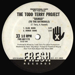 The Todd Terry Project Bango (To The Batmobile) / Back To The Beat USED VINYL 12INCH 33 S RPM PROMO