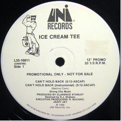 Ice Cream Tee Can't Hold Back USED VINYL 12INCH PROMO 33 S RPM