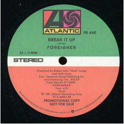 Foreigner Break It Up USED VINYL 12INCH PROMO