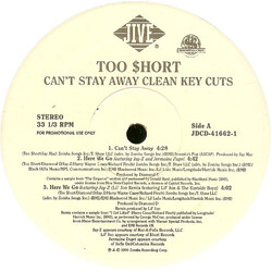 Too Short Can't Stay Away Clean Key Cuts USED VINYL PROMO 12INCH