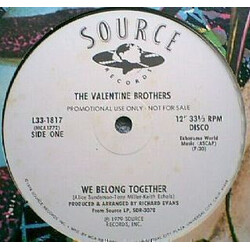 The Valentine Brothers We Belong Together USED VINYL 12INCH 33 S RPM PROMO
