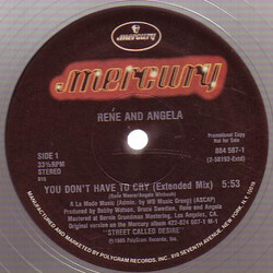 René & Angela You Don't Have To Cry USED VINYL 12INCH 33 S RPM PROMO STEREO