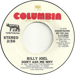 Billy Joel Don't Ask Me Why USED VINYL 7INCH 45 RPM PROMO