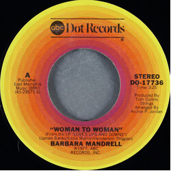 Barbara Mandrell Woman To Woman / Let The Rain Out USED VINYL 7INCH 45 RPM SINGLE STYRENE STEREO