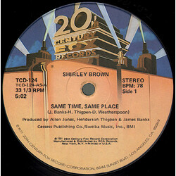 Shirley Brown Same Time, Same Place USED VINYL 12INCH 33 S RPM