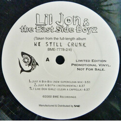Lil' Jon & The East Side Boyz Just A Bia-Bia / I Like Dem Girlz USED VINYL 12INCH LIMITED EDITION PROMO