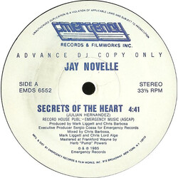 Jay Novelle Secrets Of The Heart USED VINYL 12INCH 33 S RPM PROMO