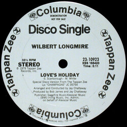 Wilbert Longmire Love's Holiday USED VINYL 12INCH 33 S RPM PROMO STEREO MONO