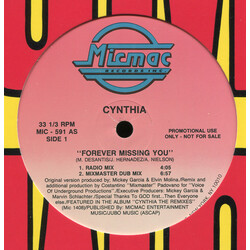 Cynthia Forever Missing You USED VINYL 12INCH PROMO 33 S RPM