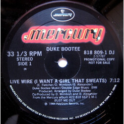 Duke Bootee Live Wire (I Want A Girl That Sweats) USED VINYL 12INCH PROMO 33 S RPM