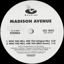 Madison Avenue Who The Hell Are You USED VINYL 12INCH 33 S RPM PROMO