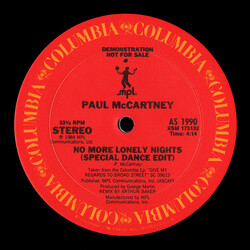 Paul McCartney No More Lonely Nights USED VINYL 12INCH 33 S RPM PROMO