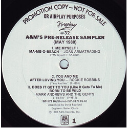 Various Foreplay #32: A&M's Pre-Release Sampler (May 1980) USED VINYL 12INCH 33 S RPM SINGLE SIDED PROMO SAMPLER STEREO