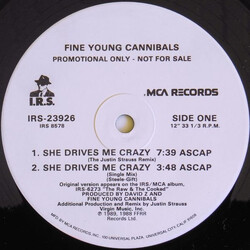 Fine Young Cannibals She Drives Me Crazy USED VINYL 12INCH 33 S RPM PROMO SINGLE