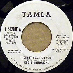 Eddie Kendricks I Did It All For You USED VINYL 7INCH 45 RPM PROMO MONO