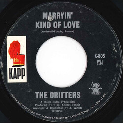The Critters Marryin' Kind Of Love USED VINYL 7INCH 45 RPM SINGLE