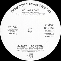 Janet Jackson Young Love USED VINYL 12INCH 33 S RPM PROMO