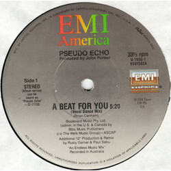 Pseudo Echo A Beat For You USED VINYL 12INCH 33 S RPM SINGLE