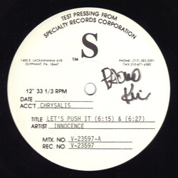 Innocence Let's Push It USED VINYL 12INCH TEST PRESSING
