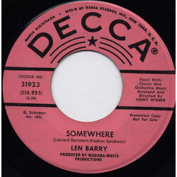 Len Barry Somewhere USED VINYL 7INCH 45 RPM SINGLE PROMO